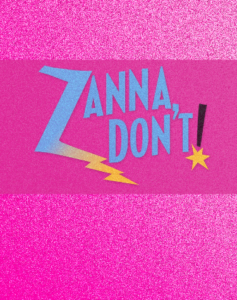 Zanna Don't Musical logo with lighting bolt coming out of the Z, pink background