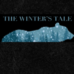 winters tale musical logo with bear cutout against black background