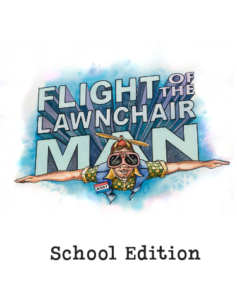 Flight of the Lawnchair man logo cartoon